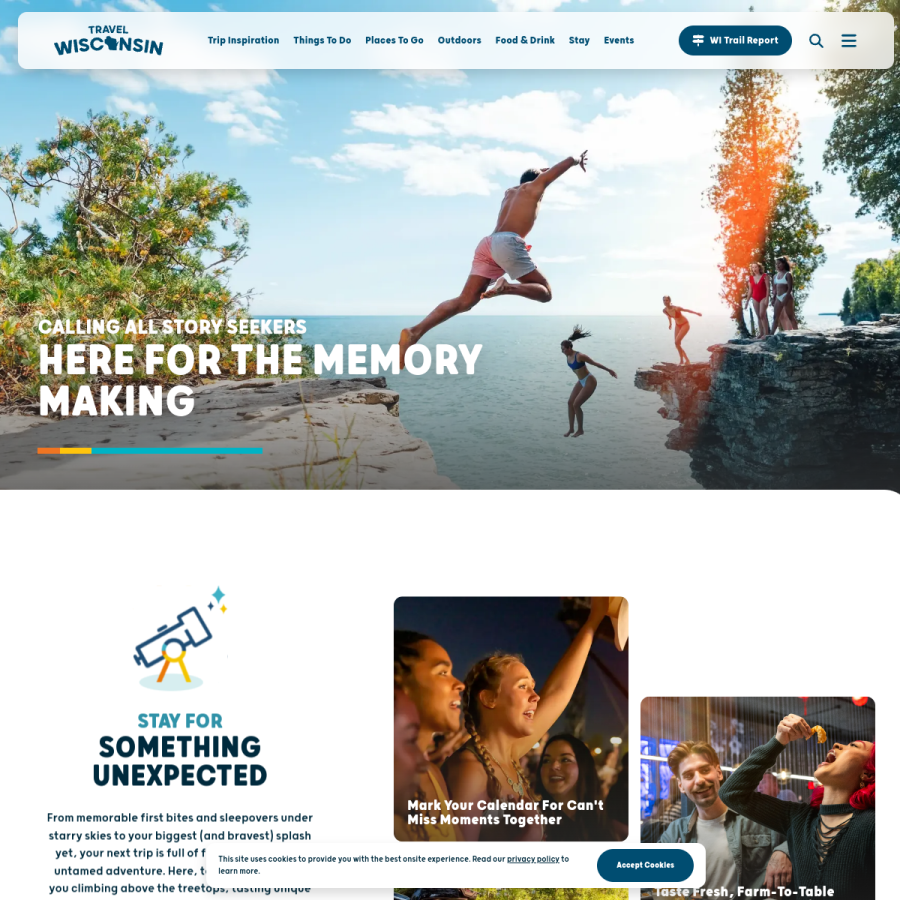 travelwisconsin.com homepage screenshot