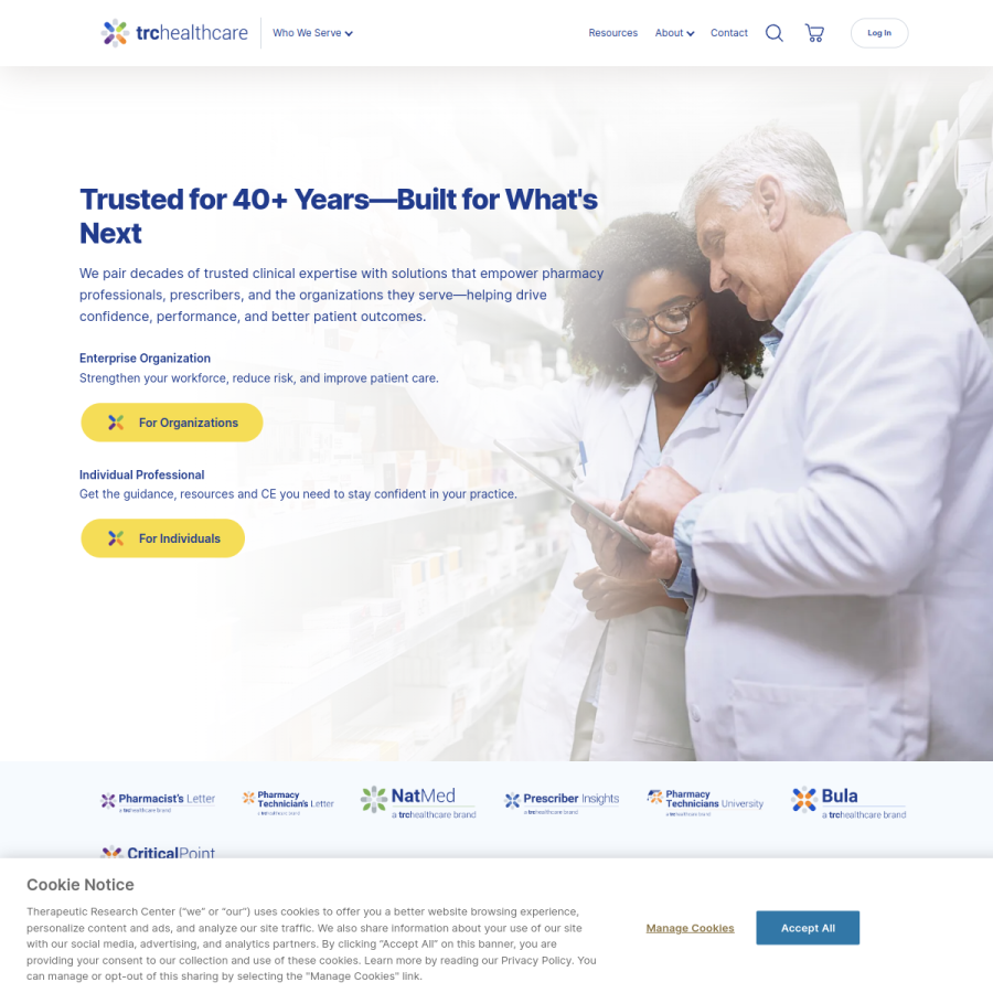 trchealthcare.com homepage screenshot