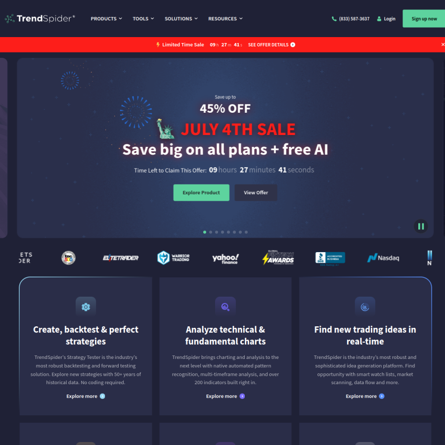 trendspider.com homepage screenshot