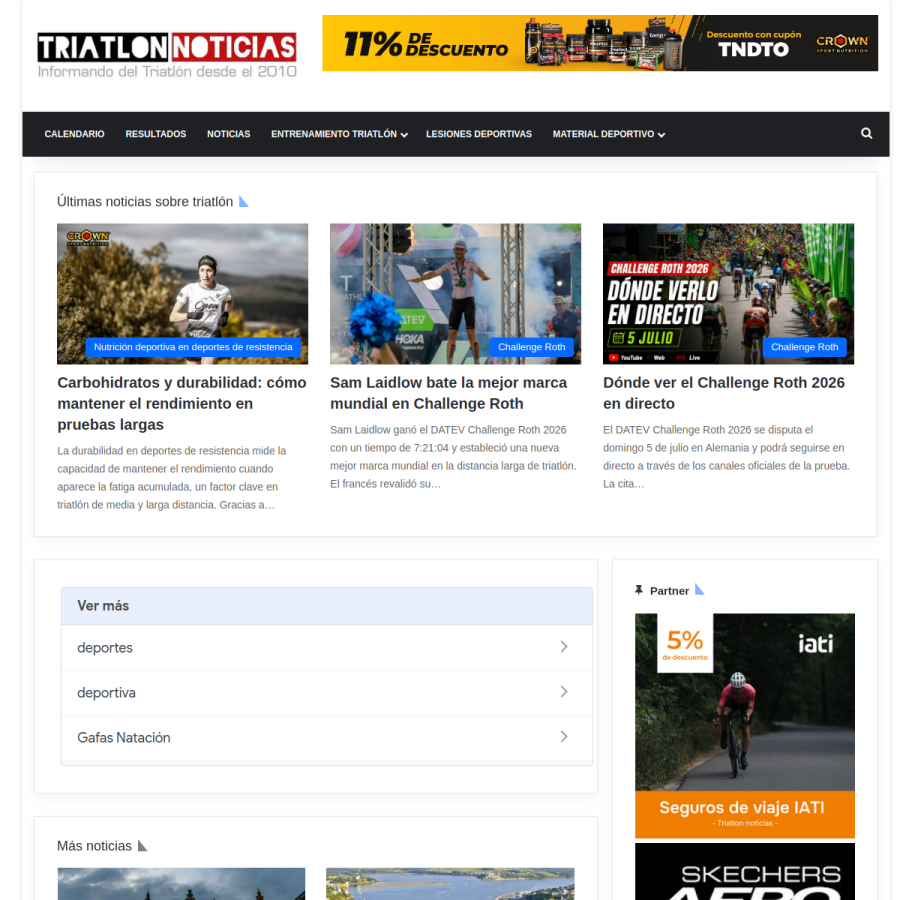 triatlonnoticias.com homepage screenshot