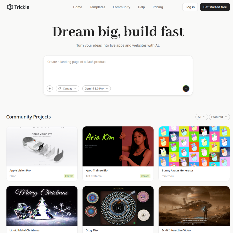 trickle.so homepage screenshot