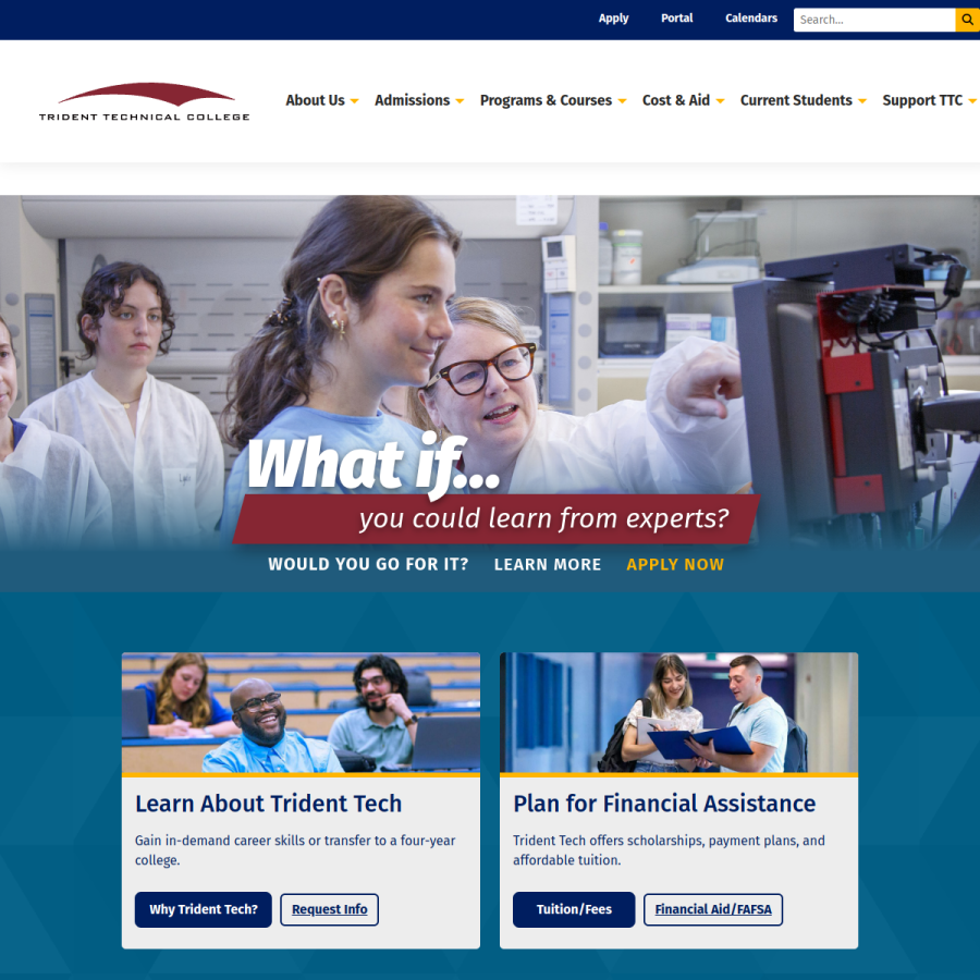 tridenttech.edu homepage screenshot