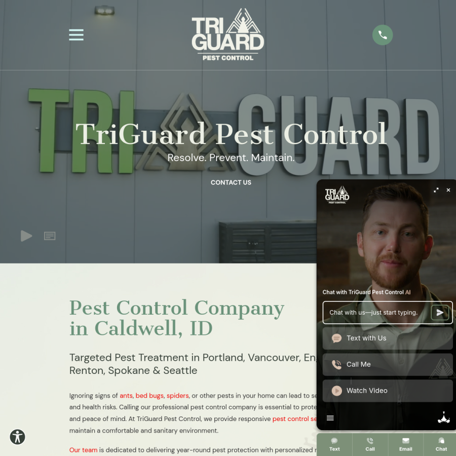 triguardpestcontrol.com homepage screenshot