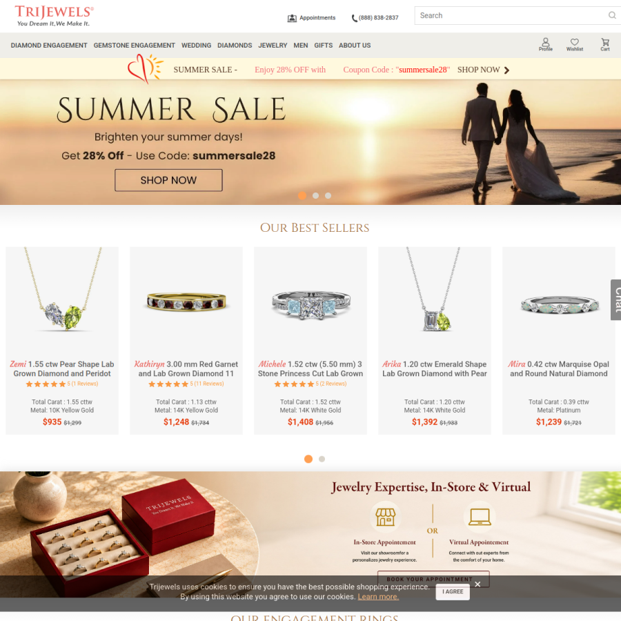 trijewels.com homepage screenshot