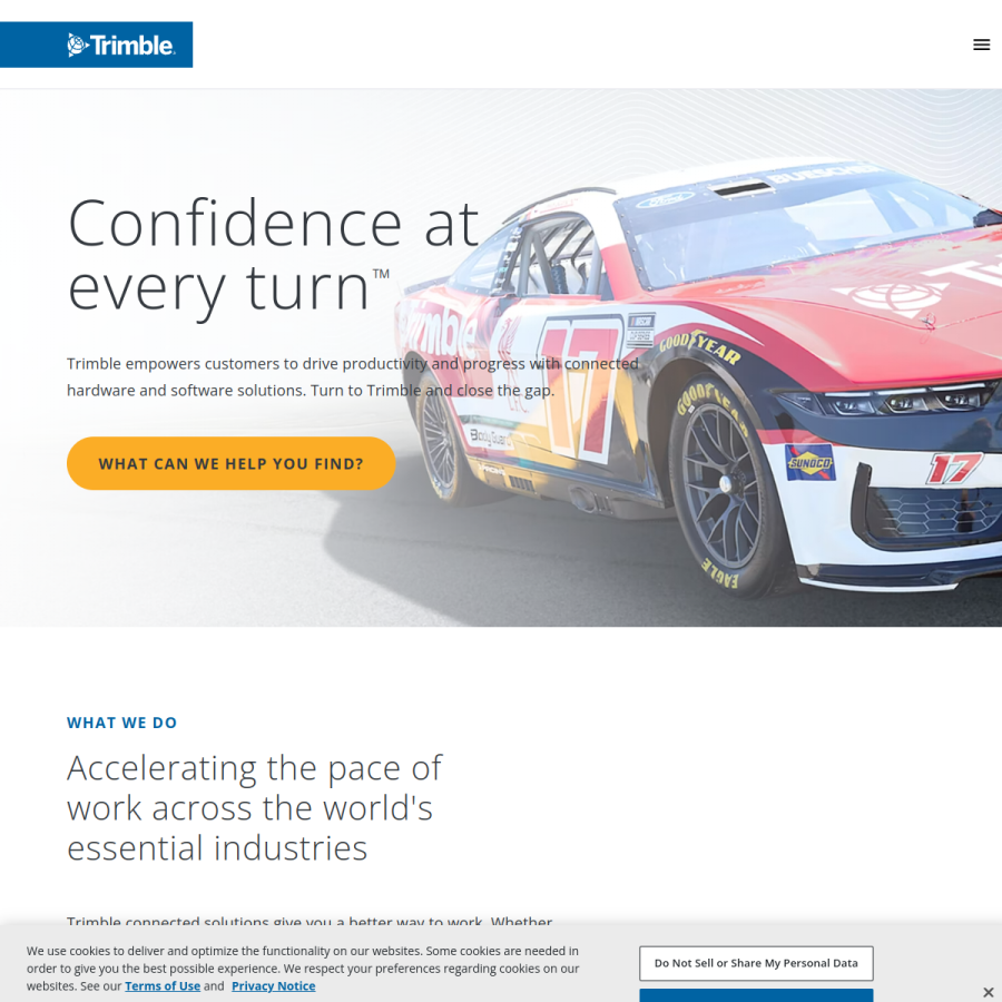 trimble.com homepage screenshot