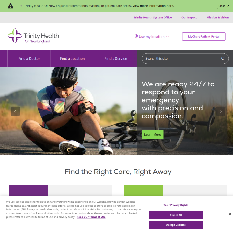 trinityhealthofne.org homepage screenshot