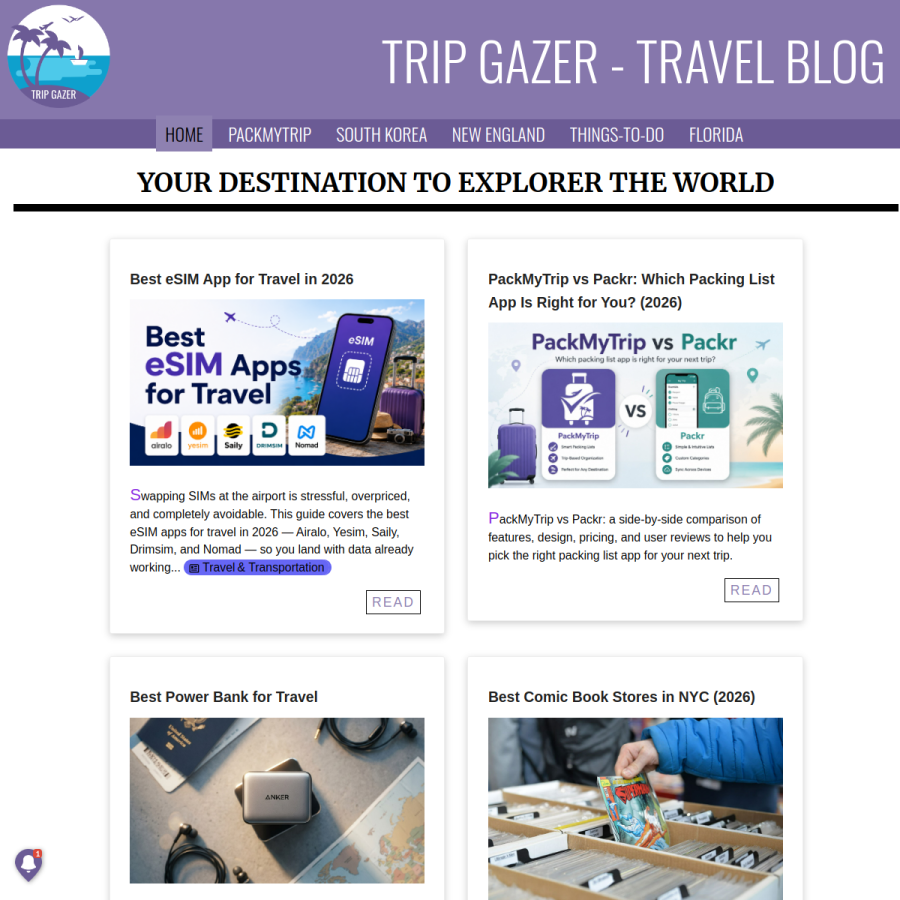 tripgazer.com homepage screenshot