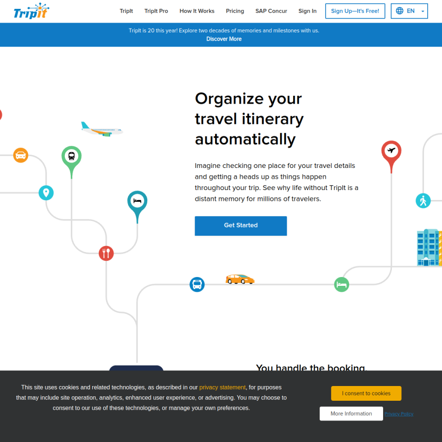 tripit.com homepage screenshot