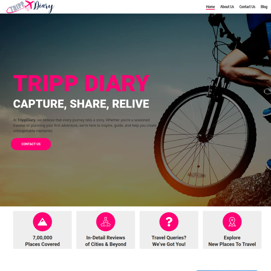 trippdiary.com homepage screenshot