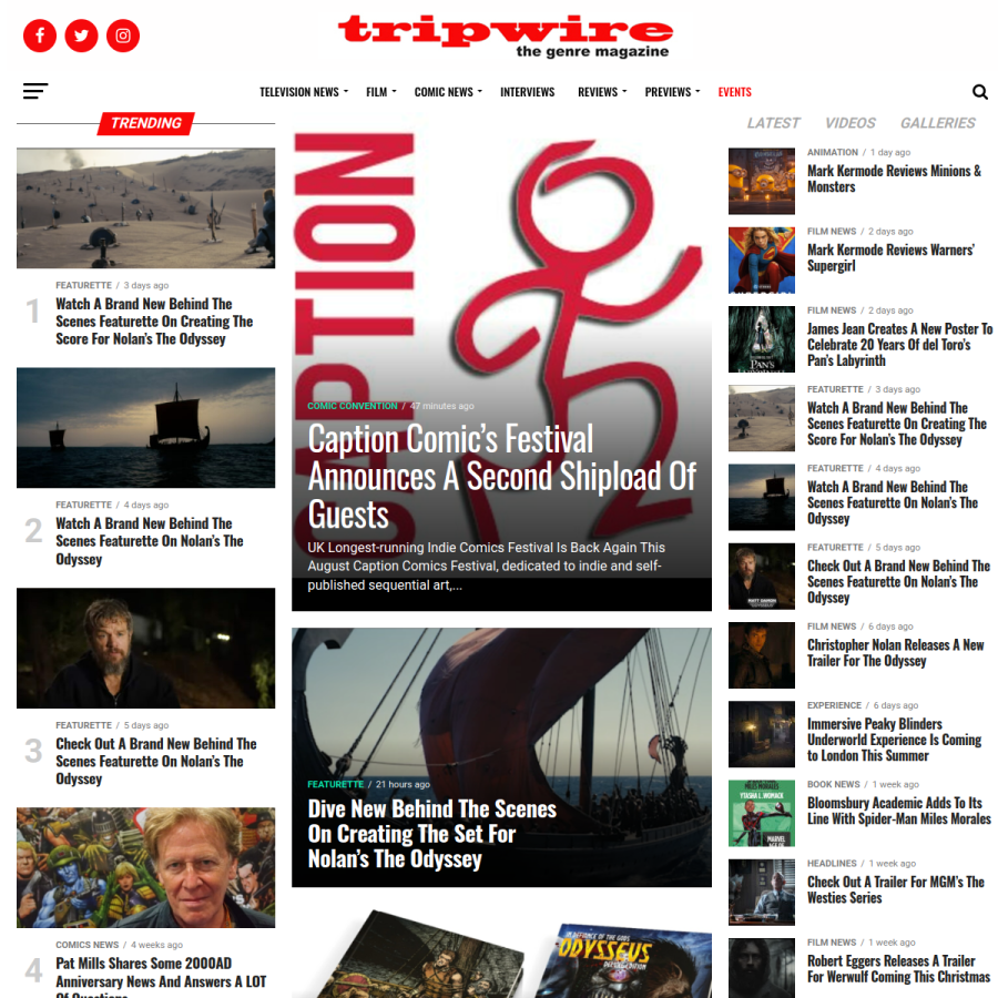 tripwiremagazine.co.uk homepage screenshot