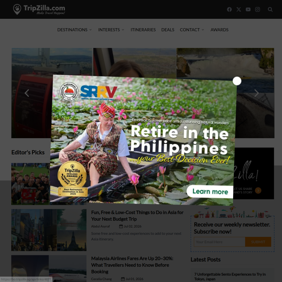 tripzilla.com homepage screenshot