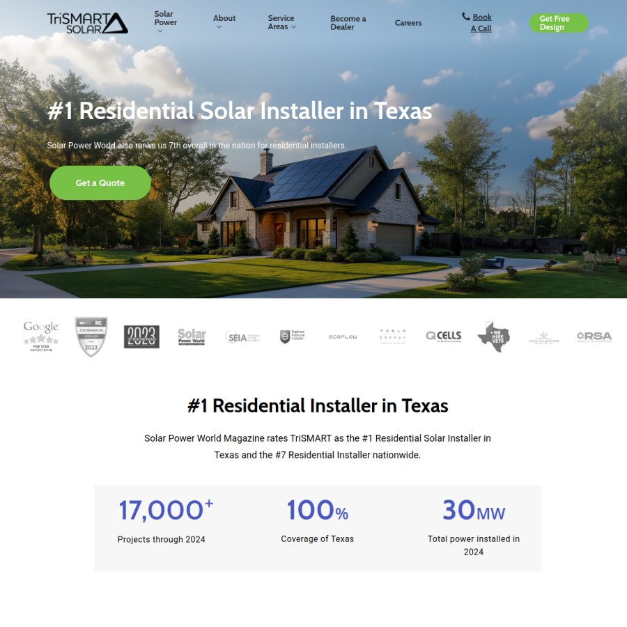 trismartsolar.com homepage screenshot