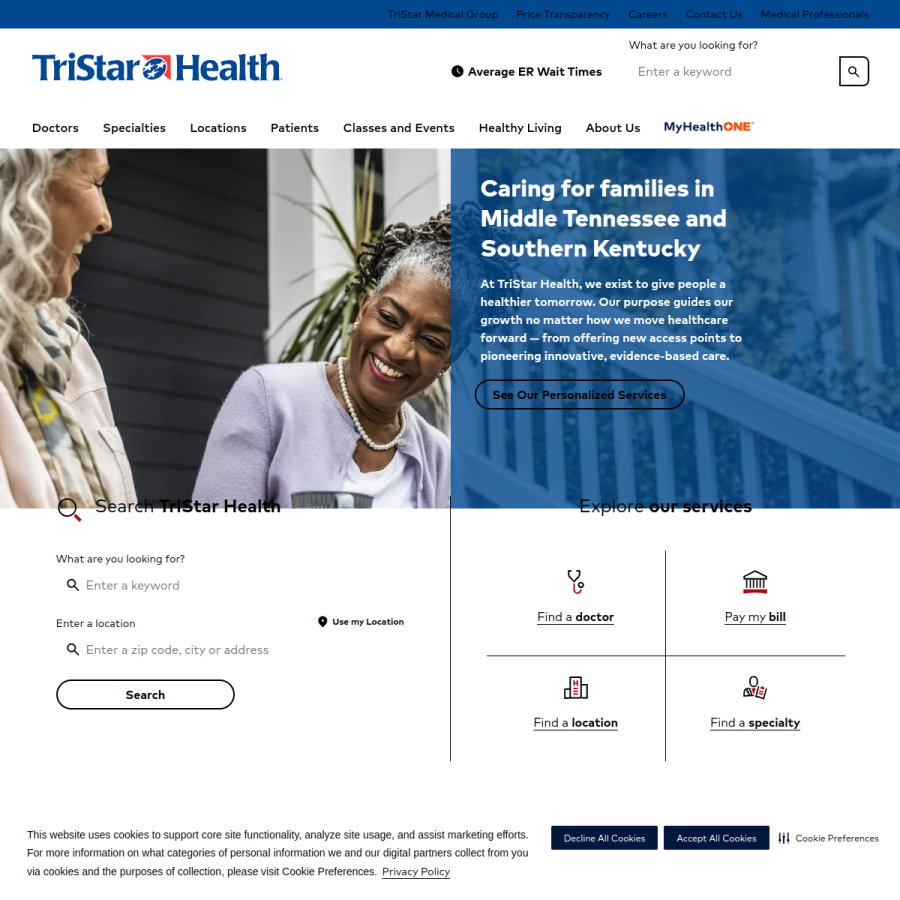 tristarhealth.com homepage screenshot