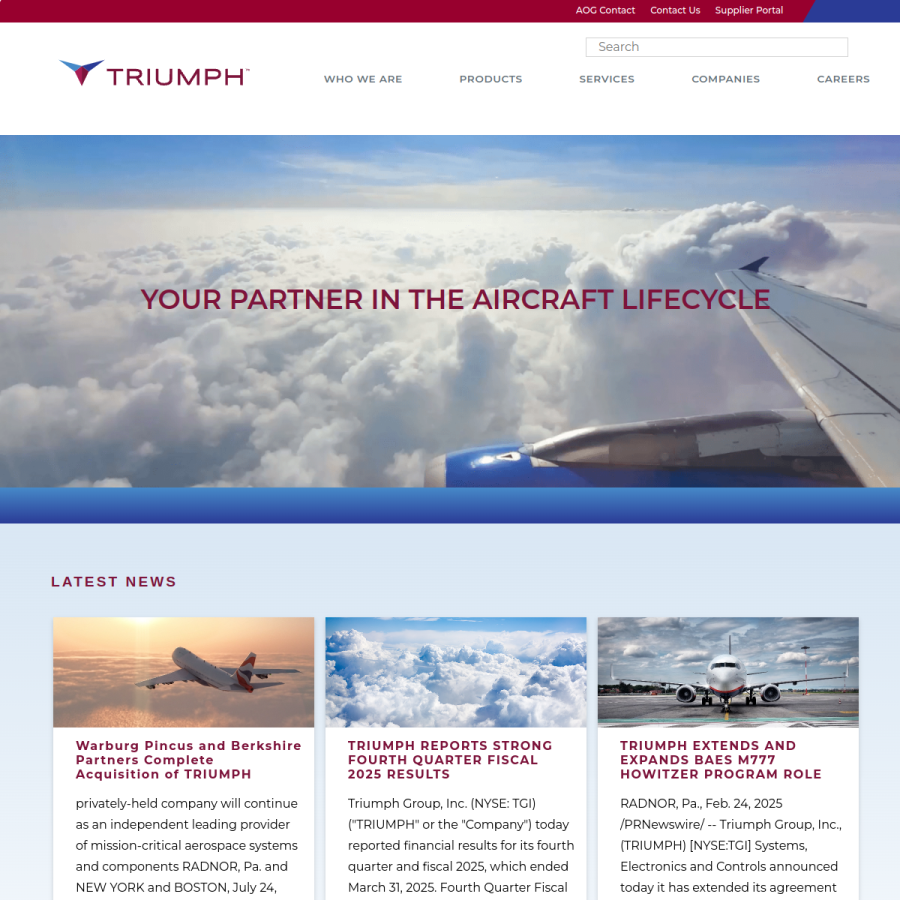 triumphgroup.com homepage screenshot