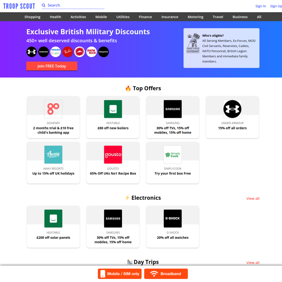 troopscout.com homepage screenshot