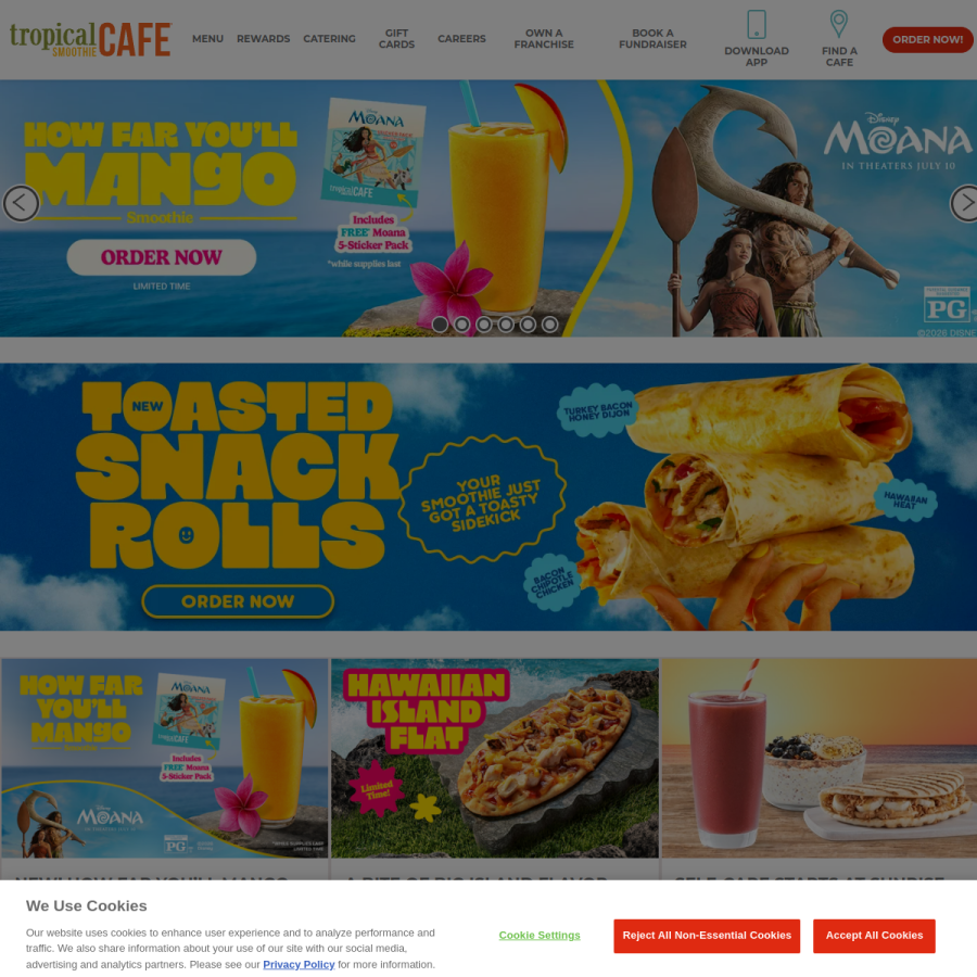 tropicalsmoothiecafe.com homepage screenshot