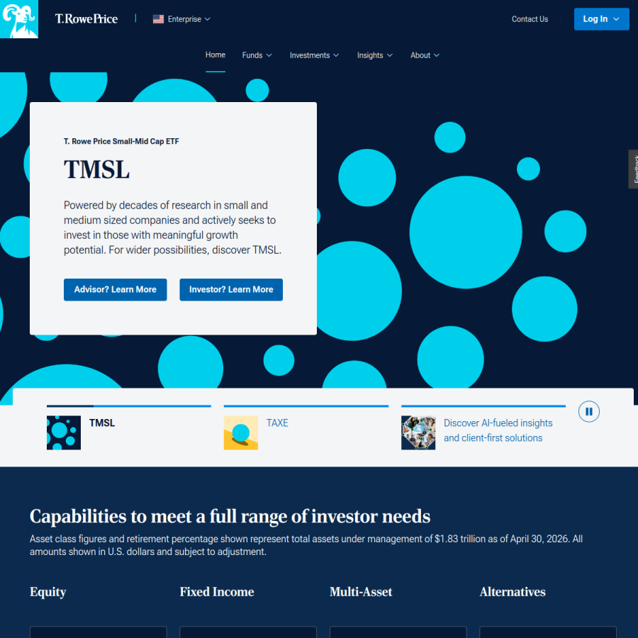 troweprice.com homepage screenshot