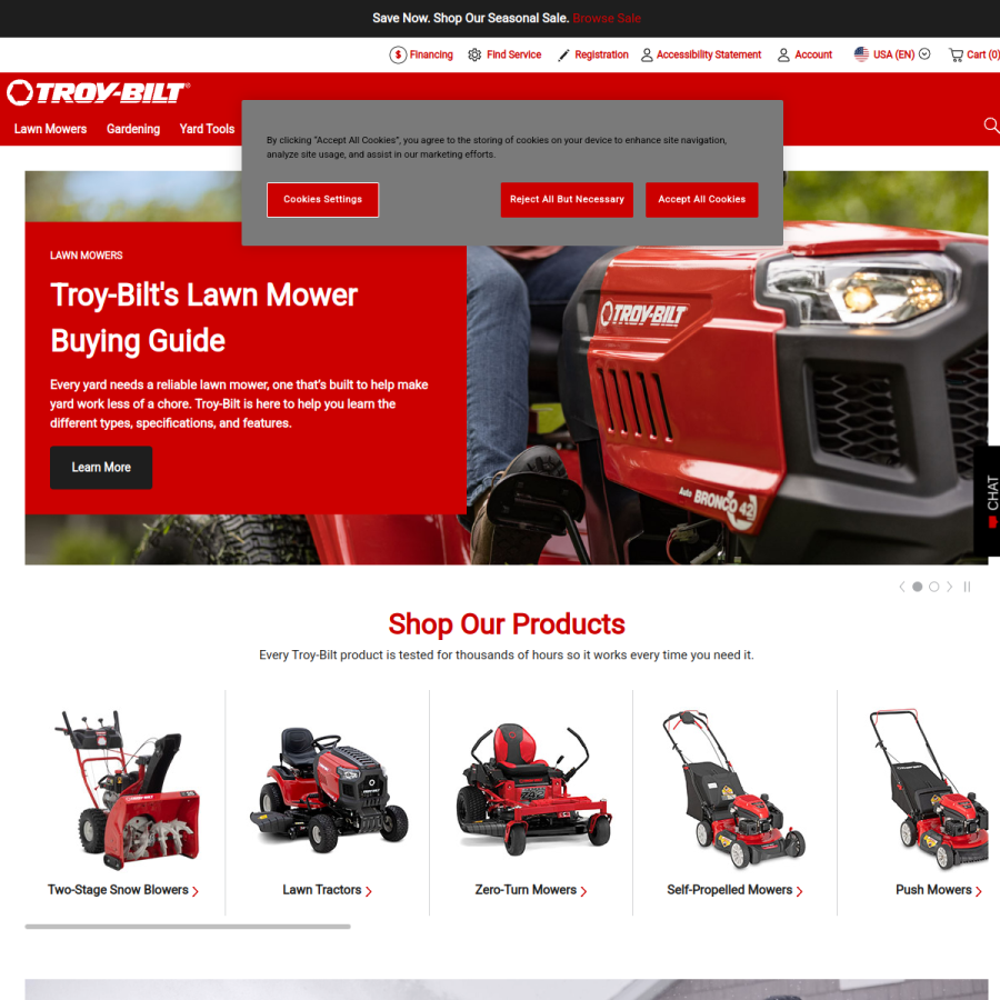 troybilt.com homepage screenshot