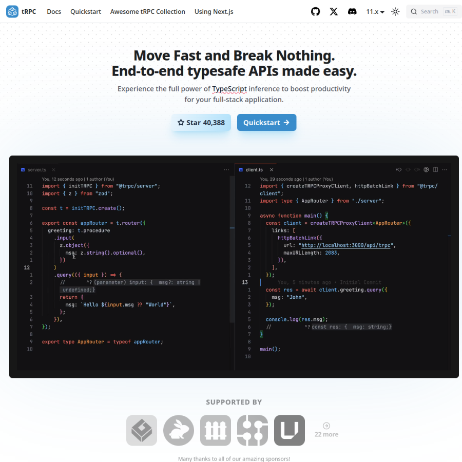 trpc.io homepage screenshot