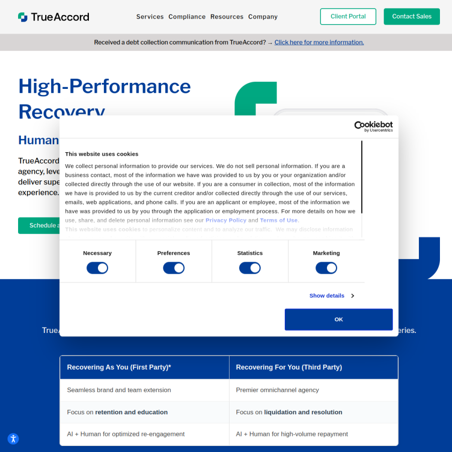 trueaccord.com homepage screenshot