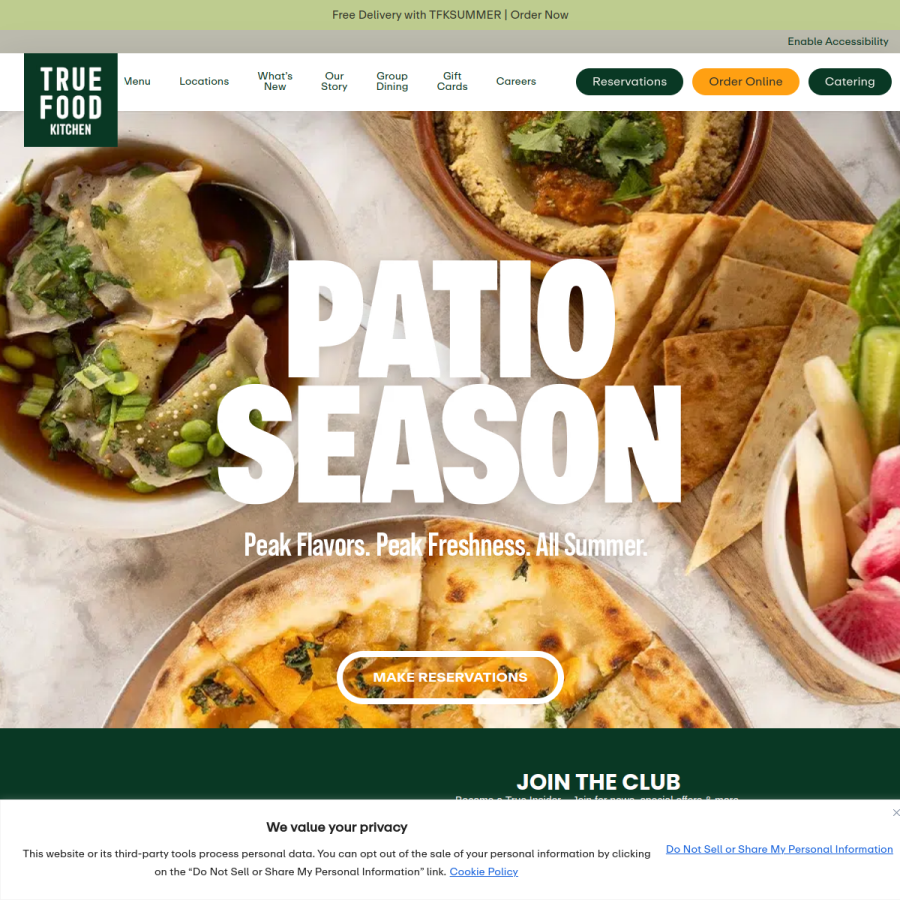 truefoodkitchen.com homepage screenshot