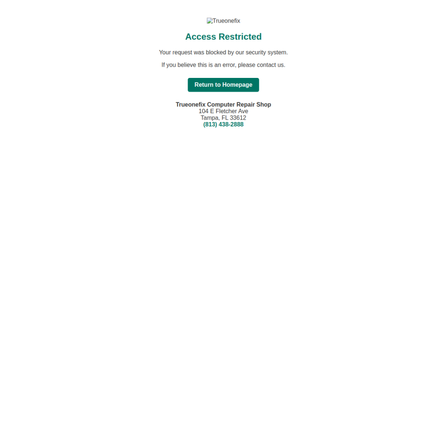 trueonefix.com homepage screenshot