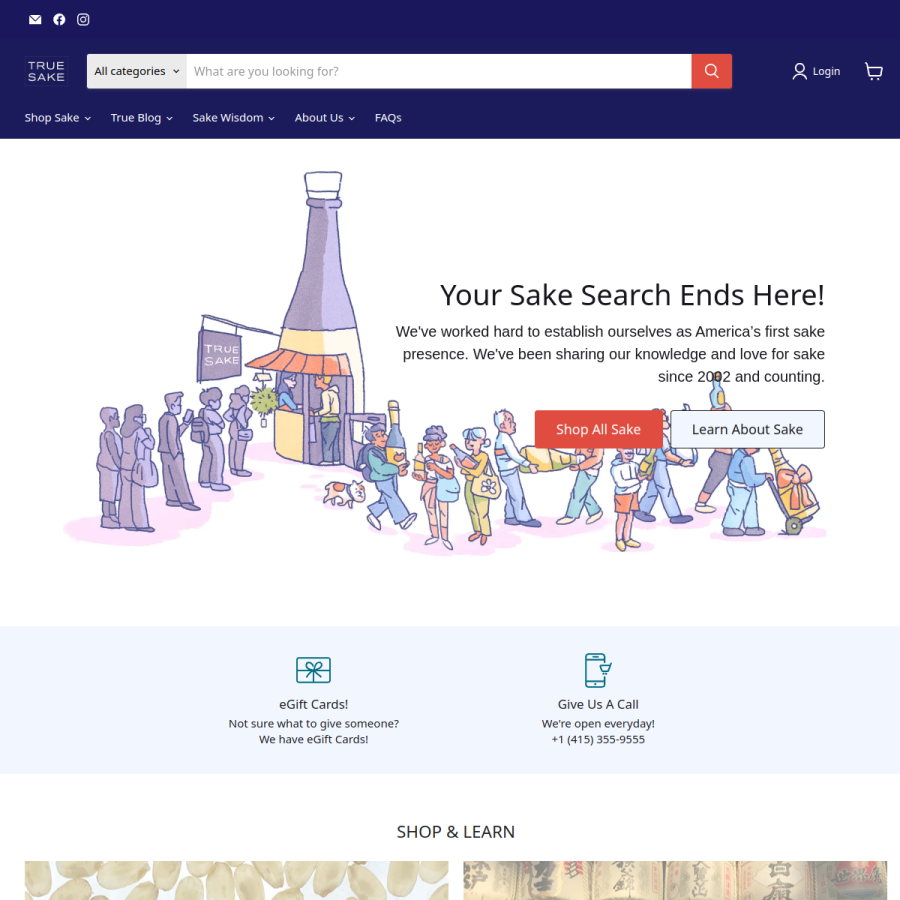 truesake.com homepage screenshot