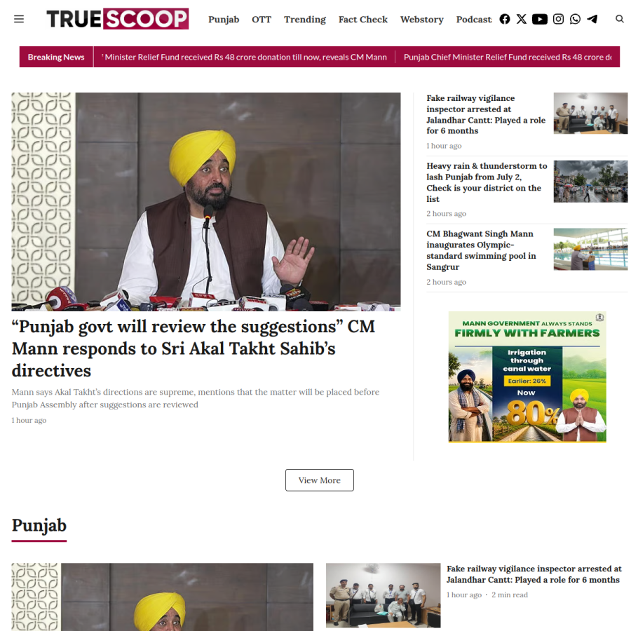 truescoopnews.com homepage screenshot