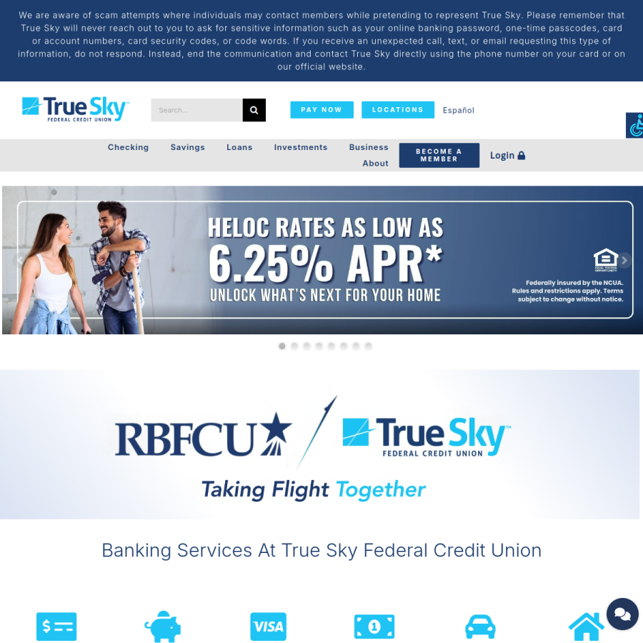 trueskycu.org homepage screenshot