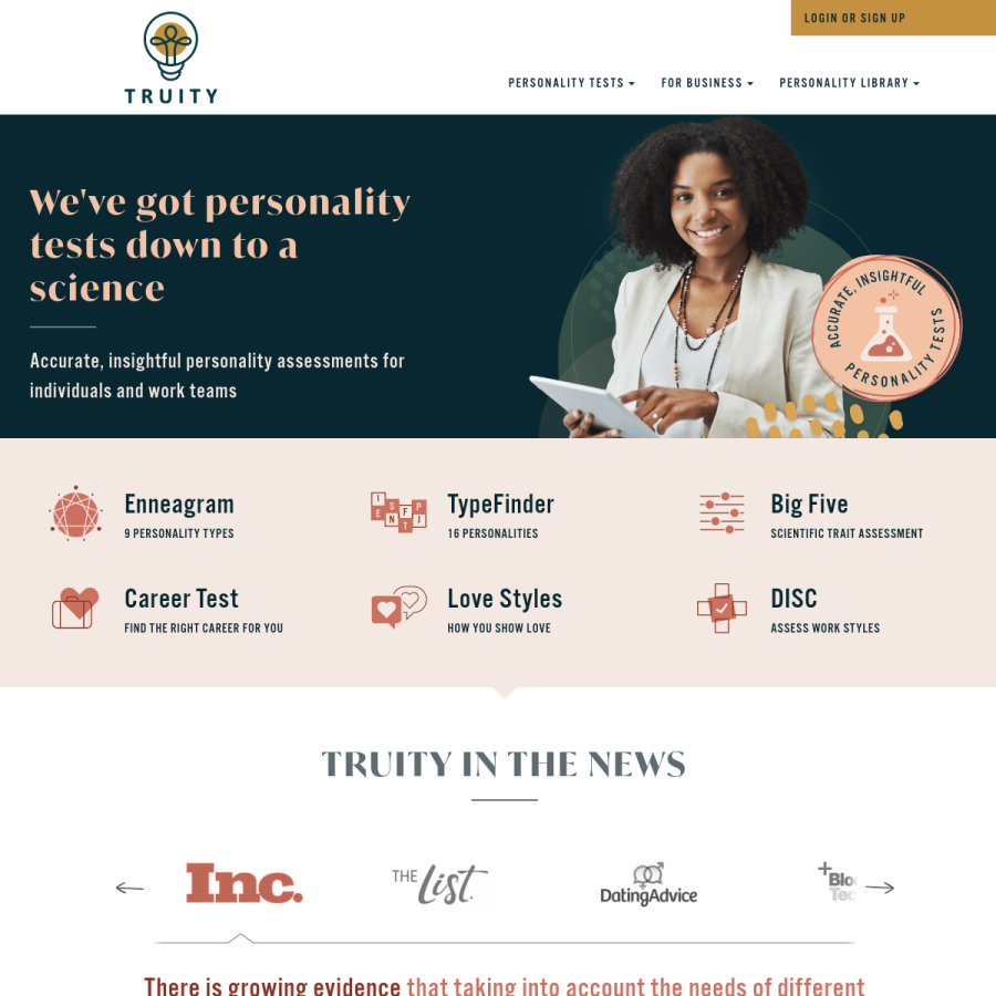 truity.com homepage screenshot