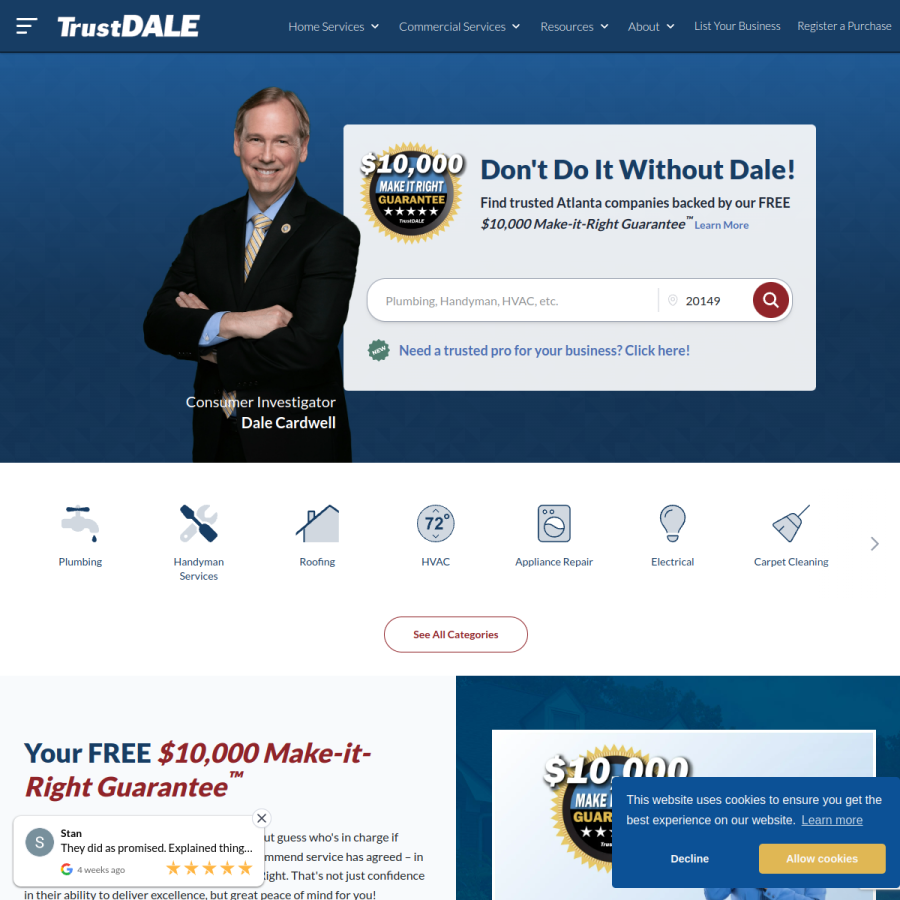 trustdale.com homepage screenshot