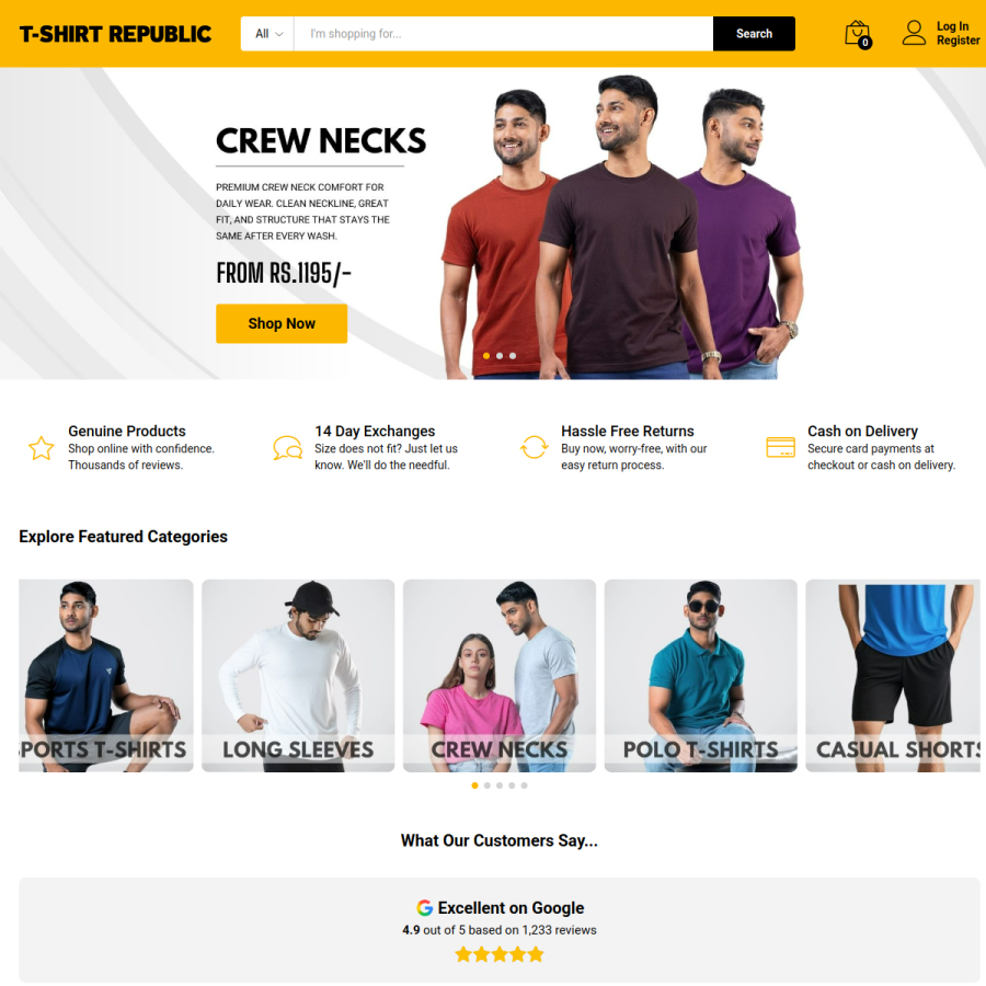 tshirtrepublic.lk homepage screenshot