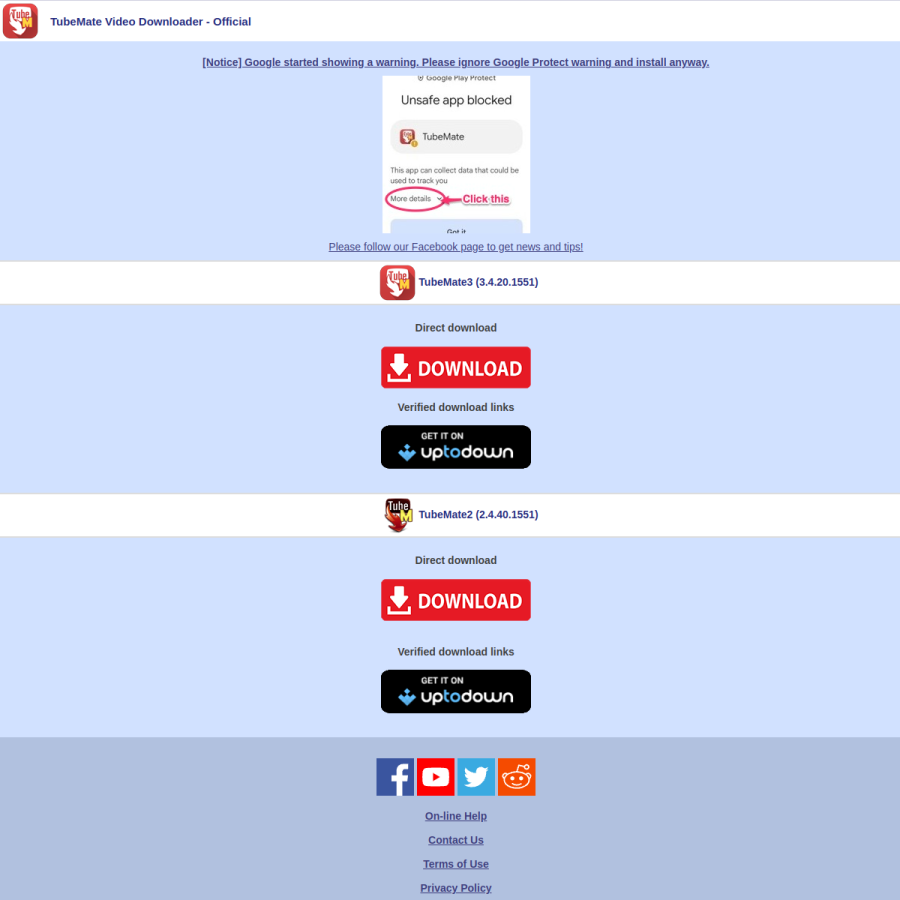 tubemate.net homepage screenshot