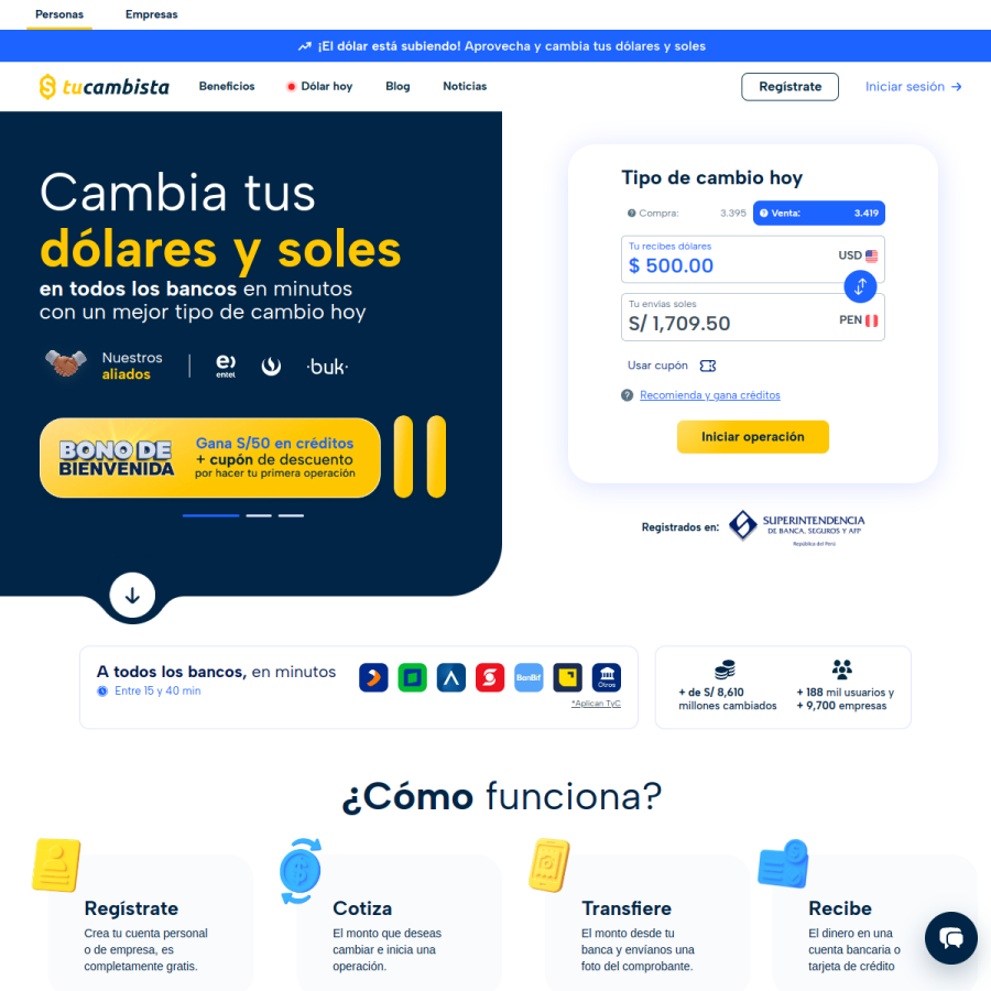 tucambista.pe homepage screenshot