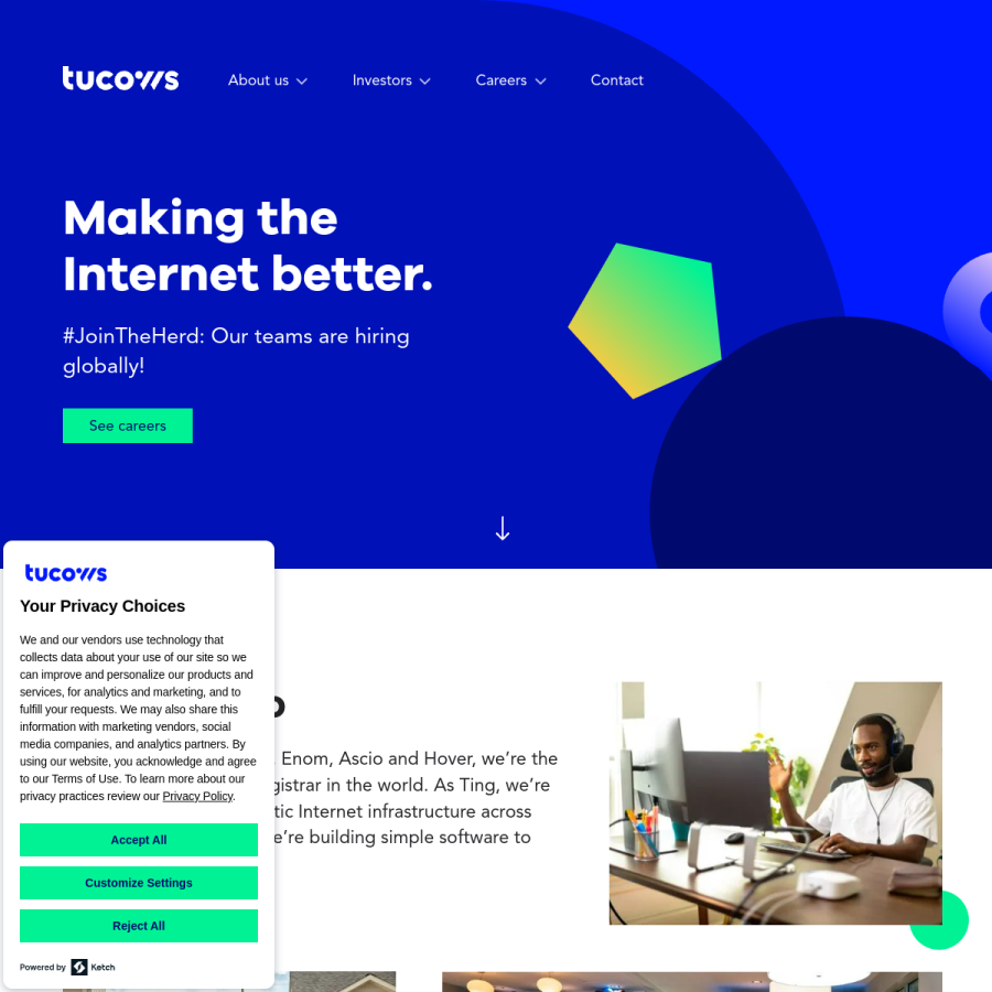 tucows.com homepage screenshot