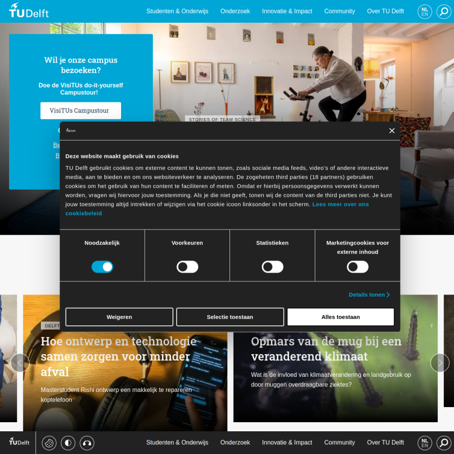 tudelft.nl homepage screenshot
