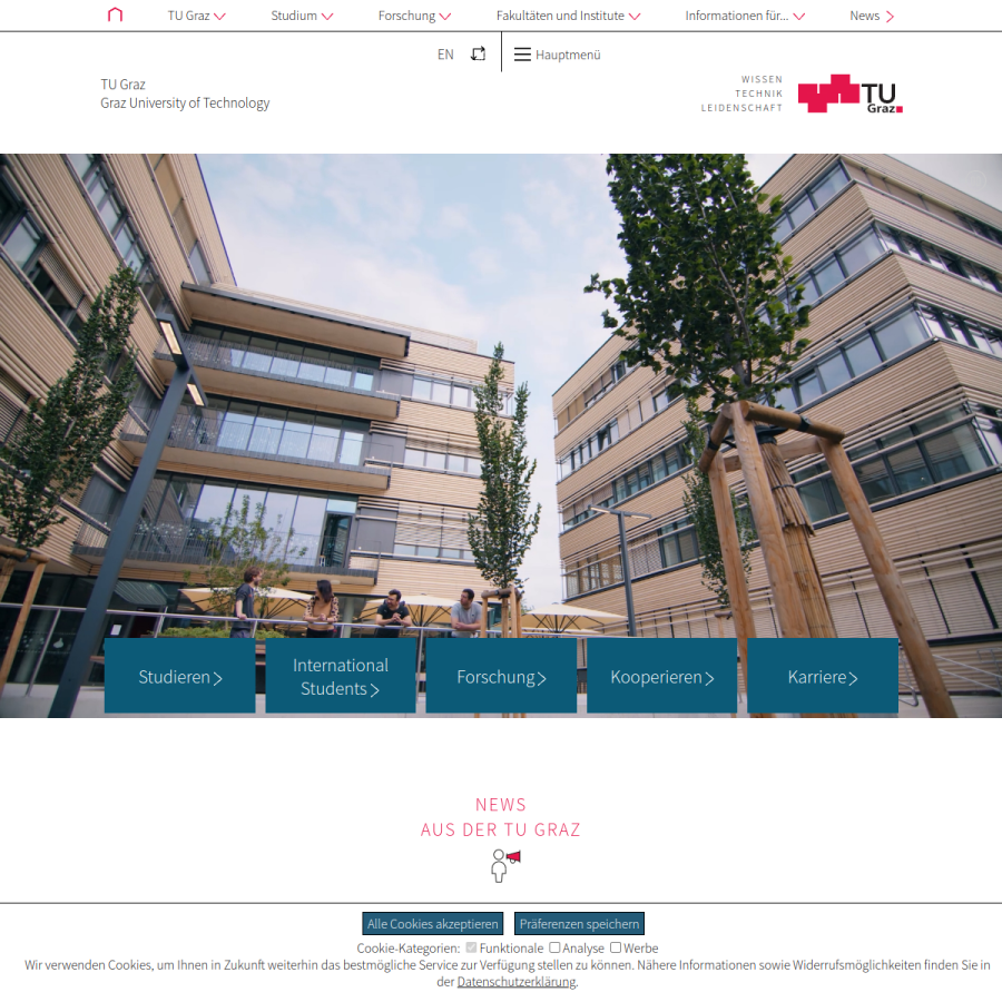 tugraz.at homepage screenshot