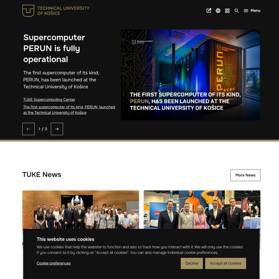 tuke.sk homepage screenshot