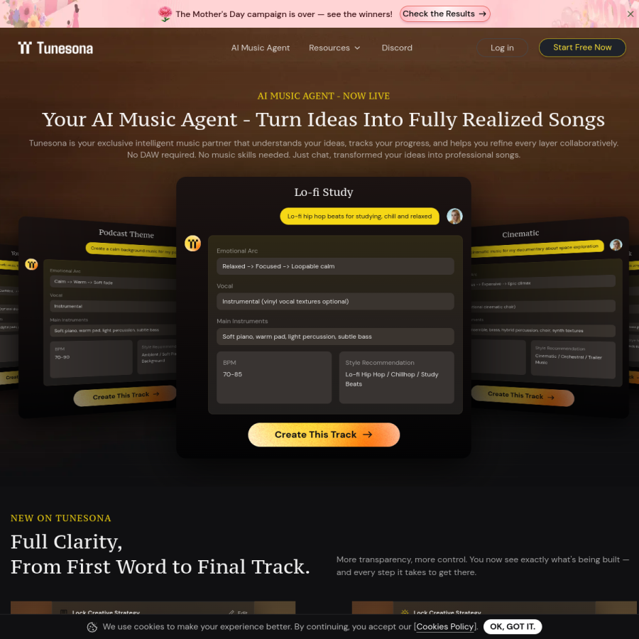 tunesona.com homepage screenshot