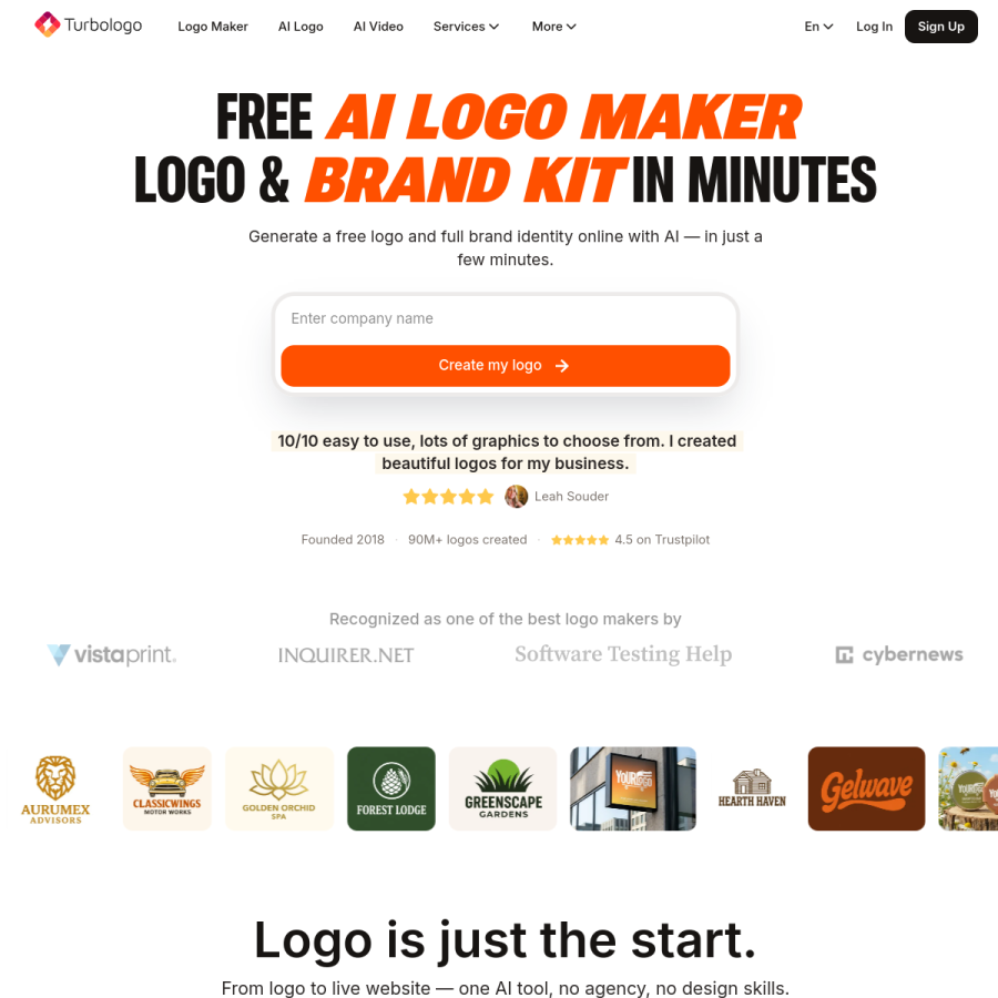 turbologo.com homepage screenshot