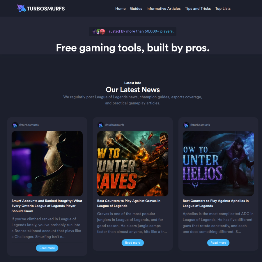 turbosmurfs.gg homepage screenshot