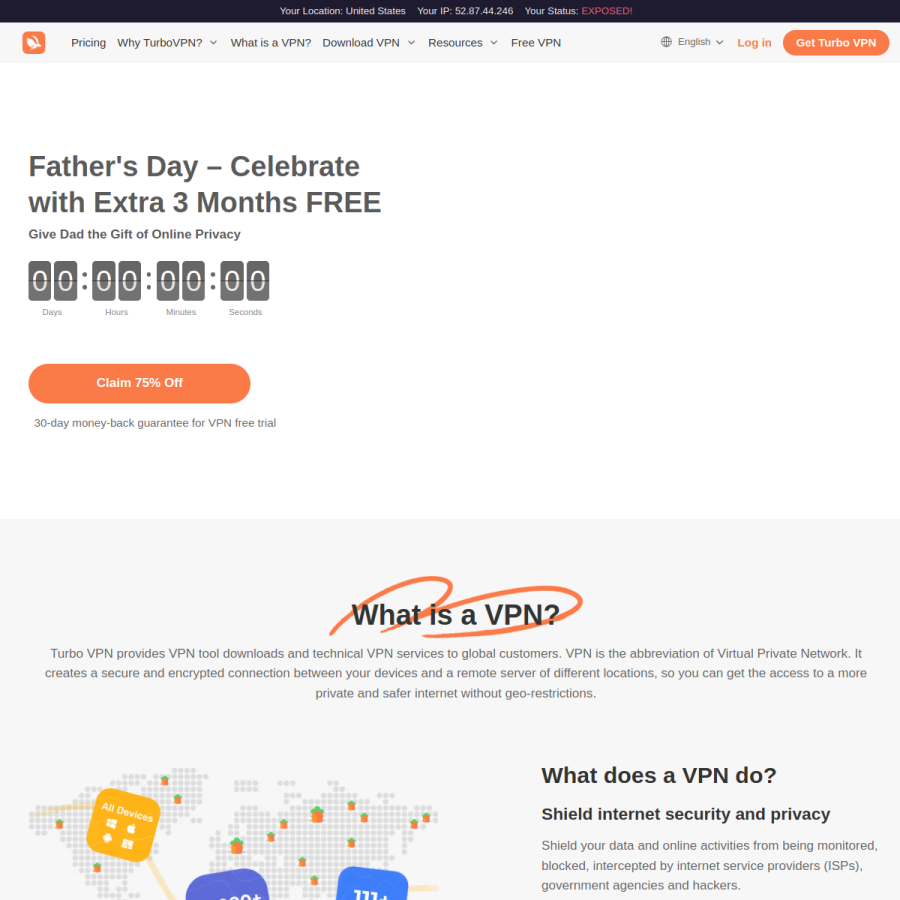 turbovpn.com homepage screenshot