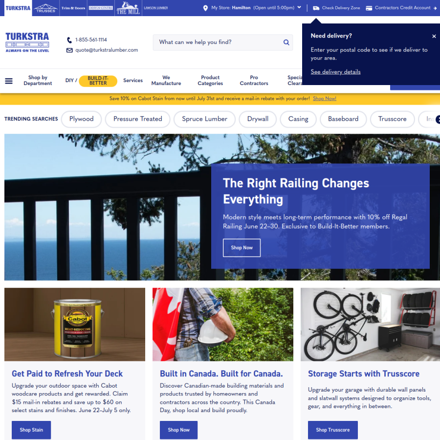 turkstralumber.com homepage screenshot