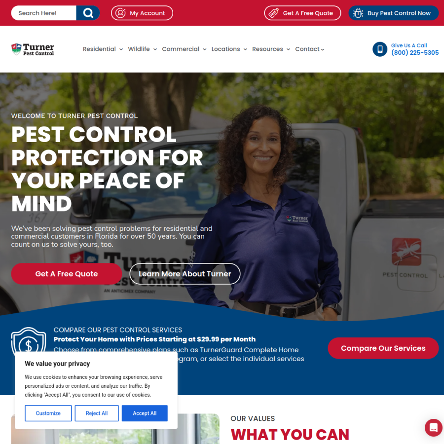 turnerpest.com homepage screenshot