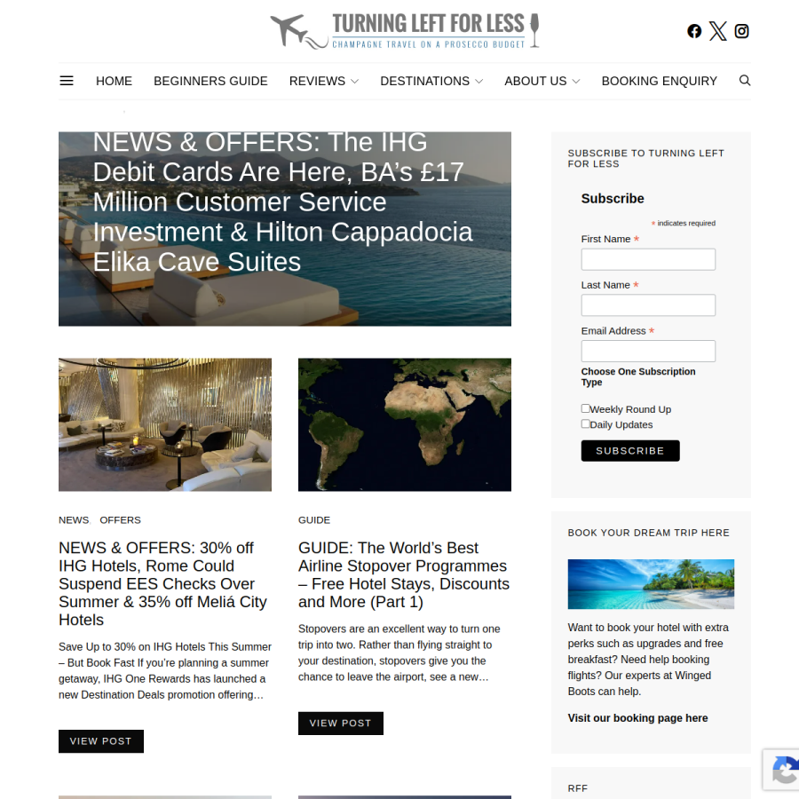 turningleftforless.com homepage screenshot