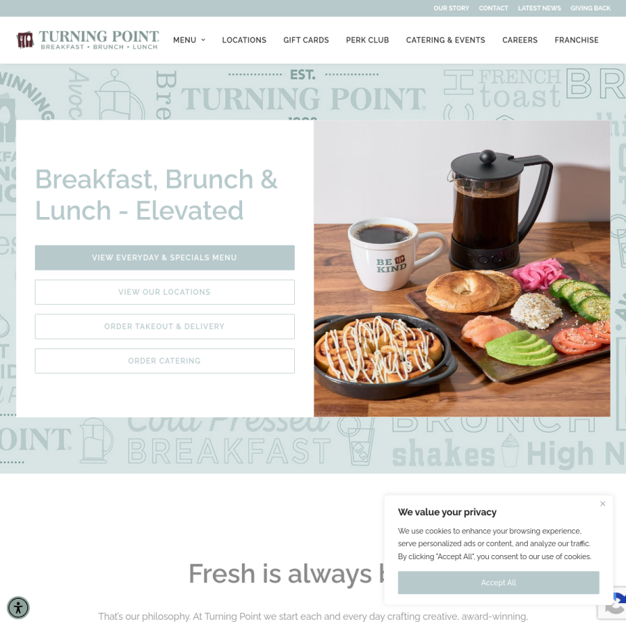 turningpointrestaurants.com homepage screenshot