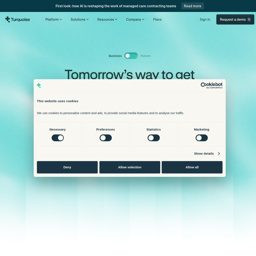 turquoise.health homepage screenshot