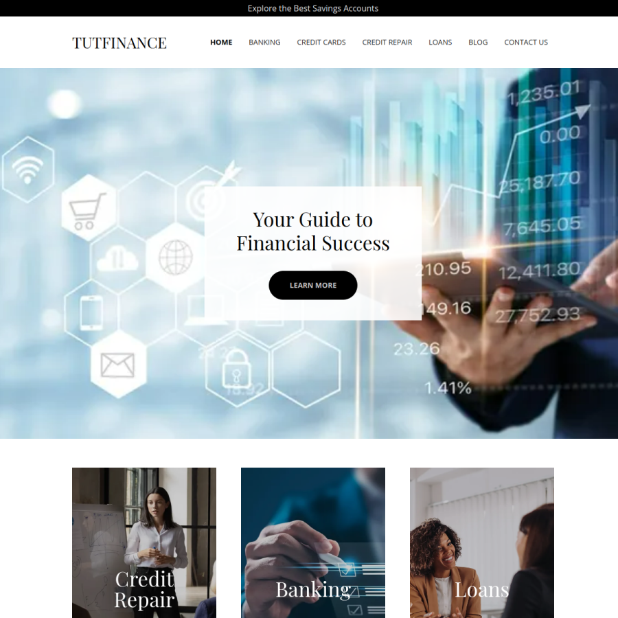 tutfinance.com homepage screenshot