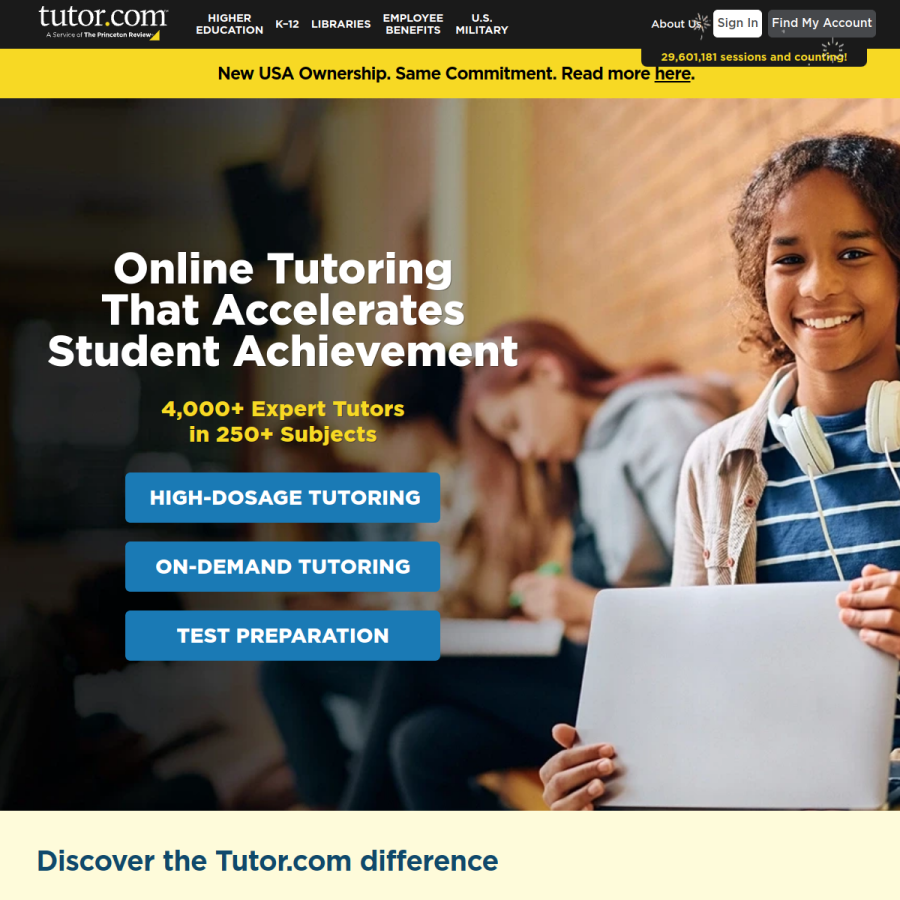 tutor.com homepage screenshot