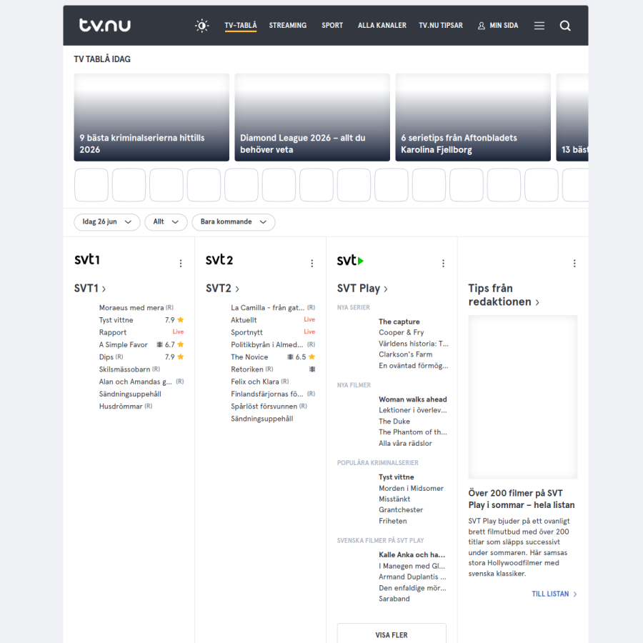 tv.nu homepage screenshot